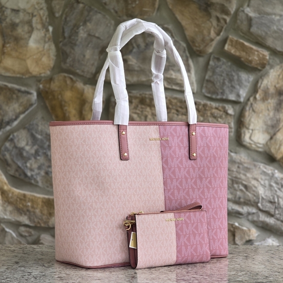 Michael Kors Handbags - Michael Kors Carter Color-Block Pink Tote SET